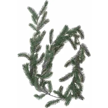 Vánoční dekorace HOMESTYLING Vánoční dekorace girlanda borovice 180 cm matná zelená s jinovatkou KO-317910290sneh