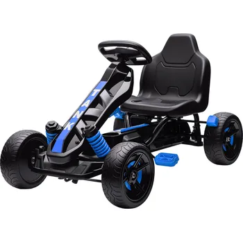 Odrážedlo AIYAPLAY Motokára s pedály, Šlapací autíčko pro děti s brzdami, protiskluzová kola, kovový rám, 3-6 let, modrá