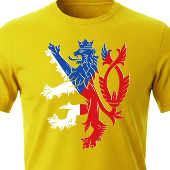 Pánské tričko Tričko Česká republika Lev a vlajka - velikost 152, Barva Žlutá