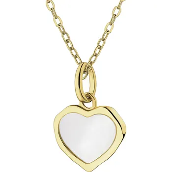 Náhrdelník Pozlacený náhrdelník z mosazi s perletí - srdce - AR543-0650