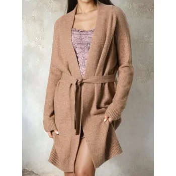 Dámský svetr Sinsay - Dlouhý kardigan s páskem - krémová - 408FJ-12M - 408FJ-12M-XL