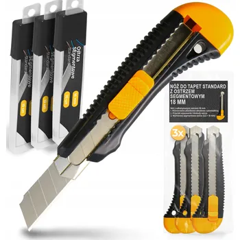 Pracovní nůž 3x NŮŽ NŮŽ NA TAPETY 18mm Čalounický Vysouvací 33x Odlamovací Čepele 6Z-T