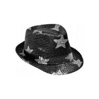 Klobouk Klobouk s flitry, motiv hvězdy, černý