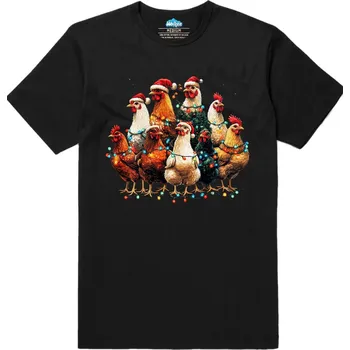 Pánské tričko Pánské tričko Vánoční slepice v Záři Světýlek (Velikost: M, Barva: Černá)