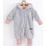Luxusní dětský zimní overal New Baby Teddy bear šedo růžový - 62 (3-6m)
