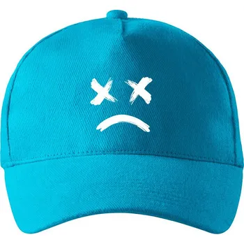 Kšiltovka Unisex kšiltovka Sad face, Barva Tyrkysová 44, Velikost 19×11 cm , Canvas Kšiltovka Bezvatriko.cz 3048