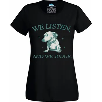 Dámské tričko Odsuzující pohled Jezevčíka (Velikost: 4XL, Barva: Černá)