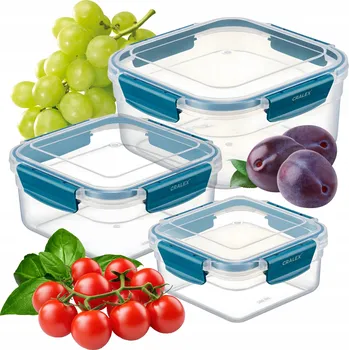 Dóza na potraviny Hermetické dózy na potraviny čtvercové CRALEX Bona 700ml/1,3L/2,15L