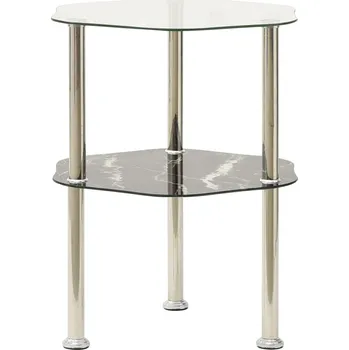 Konferenční stolek zahrada-XL 322792 vidaXL 2-Tier Side Table Transparent & Black 38x38x50cm Tempered Glass 322792