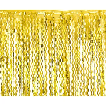 Party závěs metalický zlatý - spirály 100 x 200 cm