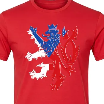 Pánské tričko Tričko Česká republika Lev a vlajka - velikost 146, Barva Červená