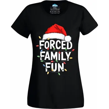 Dámské tričko Nucená Vánoční Rodinná Zábava (Velikost: 4XL, Barva: Černá)