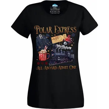 Dámské tričko Vánoční Polární expres (Velikost: 4XL, Barva: Černá)