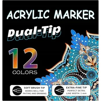 Akrylové fixy, sada více barev 12 ks