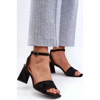 Dámské sandále Dámské sandály na vysokém podpatku vyrobené z Eco Suede Black Upttima 36