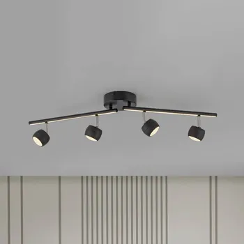 Lampička JUST LIGHT. GmbH JUST LIGHT. LED stropní bodové osvětlení Jarik, 4-ramenné, černé, 3 000 K - Stříška – průměr 13 cm, výška 3,5 cm černá 4 x 3,2 W LED + 1 x 7,6 W LED - Doprava zdarma