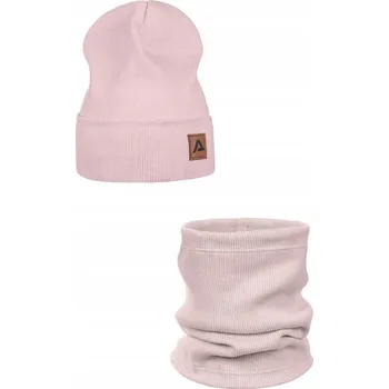 Čepice Jarní sada čepice a nákrčník - bavlna - PRÁŠKOVĚ PINK