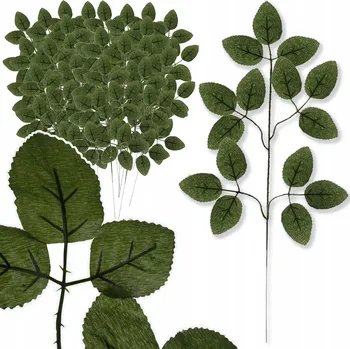 umělá květina 12x umělé listy větvičky na dekoraci růže