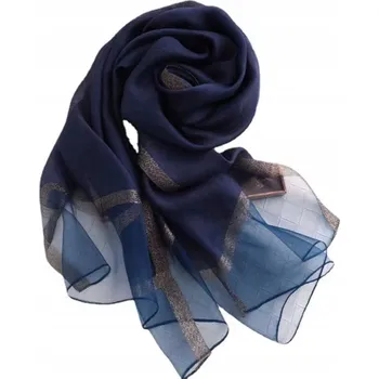 Podprsenka Tmavě modrá šála s leskem - hedvábí a polyester, 180x70 cm, KAMEA