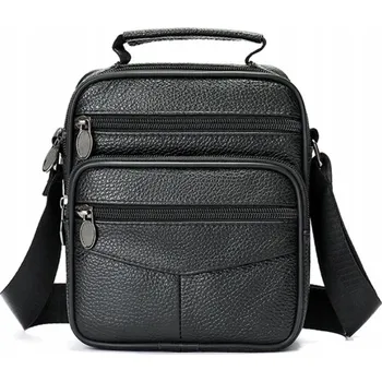 Kabelka Pánská kožená taška přes rameno kabelka přes rameno ČERNÁ