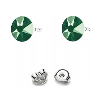Náušnice Stříbrné Náušnice 925 s krystaly Swarovski Rose 4,5 mm Royal Green