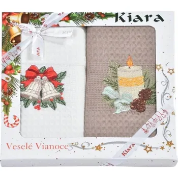 Utěrka Praktik Vánoční dárková sada utěrek 50x70 Zvonečky a svíčka 2 ks