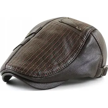 Čepice Baret hnědý bez značky, velikost 58, z ekologické kůže