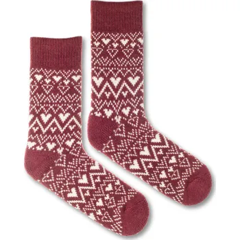 Dámské oblečení Vlněné ponožky Vlnáč Srdíčka bordó M (39-42)