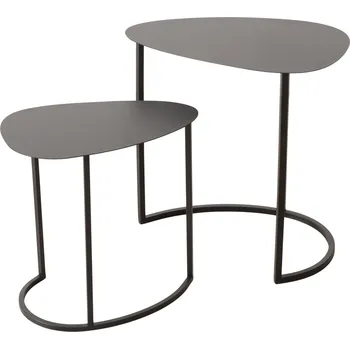Konferenční stolek Boltze Home Sada 2 odkládacích stolků JERRY, kapkovitý tvar, kovové, šedý