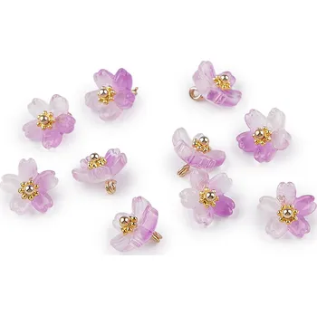 Korálek Plastové korálky / přívěsky květ k výrobě bižuterie a přívěsků Ø10 mm Balení: 10 ks, Varianta: 4 fialová orchidej - 8596475695305