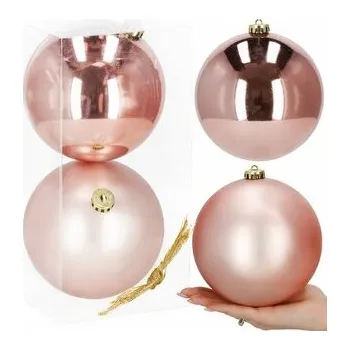 Vánoční ozdoba Vánoční baňky XXL růžové mix - 15cm, sada 2ks