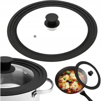 Poklice SILIKONOVÁ SKLENĚNÁ POKLICE NA HRNCE ČERNÁ UNIVERZÁLNÍ 3 28 CM