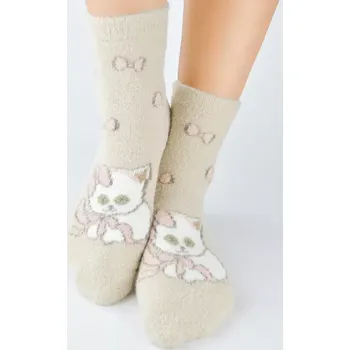 Dámské punčochy Dívčí ponožky s kočičkou SP018 - 27-30 / béžová