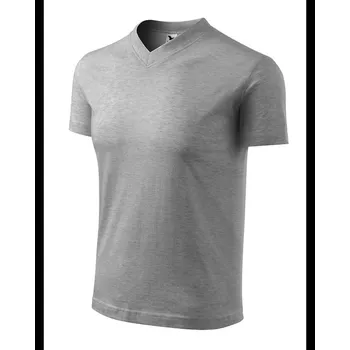 Unisexové tričko V-NECK, tmavě šedý melír