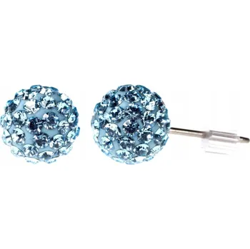 Náušnice Náušnice sparkly BALL PU 6mm - AQUAMARINE