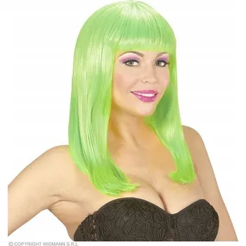 Karnevalová paruka PARUKA PATSY ZELENÁ NEONOVÁ DLOUHÉ VLASY S OFINOU