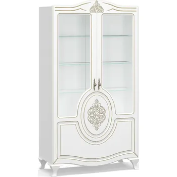 Knihovna Vitrína dvoudveřová FRANKO bílý mat