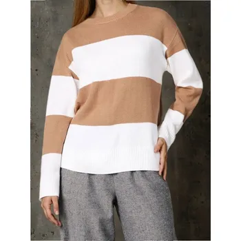 Dámský svetr Sinsay - Proužkovaný svetr - hnědá - 406FJ-82X - 406FJ-82X-L