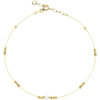 Náramek Zlatý náramek s perlou a zirkonem - kuličky - AP543-5521