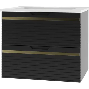 Koupelnový nábytek VESPER-02 - Skříňka s umyvadlem 2Z 60cm Černá Matná Sada-3