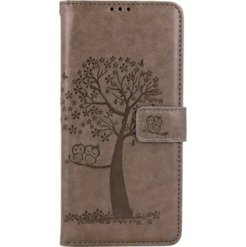 Pouzdro na mobilní telefon Pouzdro Xiaomi Redmi Note 12S knížkové Šedý strom sovičky (kryt neboli obal na Xiaomi Redmi Note 12S)