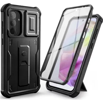 Pouzdro na mobilní telefon Pouzdro Kevlar Cam+ Samsung Galaxy A36 5G černé (Odolné pouzdro Tech-Protect Kevlar Cam+ pro Samsung Galaxy A36 5G - kryt 360°, ochrana displeje a čoček, stojánek, certifikace MLT-STD-810H)