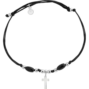 Náramek Náramek se stříbrnými prvky a broušeným sklem - kříž - AP543-5365