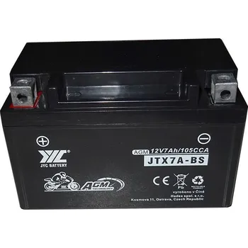 Motobaterie Pb akumulátor JYC JTX7A-BS AGM pro motocykly 12V/7Ah levý