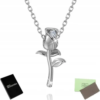 Náhrdelník STŘÍBRNÝ NÁHRDELNÍK ŘETÍZEK S PŘÍVĚSKEM RŮŽE