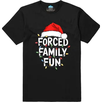 Pánské tričko Pánské tričko Nucená Vánoční Rodinná Zábava (Velikost: S, Barva: Černá)