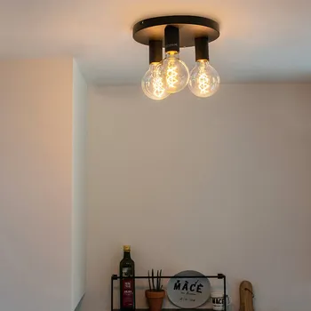 QAZQA Stropní světlo Facil, 3 zdroje, černá 3 x 60 W - Doprava zdarma