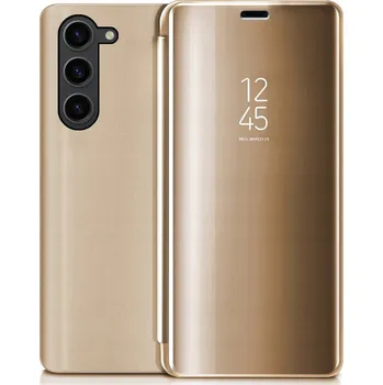 Pouzdro na mobilní telefon Flipové pouzdro CASE pro Samsung Galaxy S23 5G MIRROR CASE zlaté ZRCÁTKO