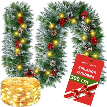 Vánoční stromek ZASNĚŽENÁ VÁNOČNÍ GIRLANDA NA STROMEČEK UMĚLÝ STROMEČEK + 100 LED 300 cm