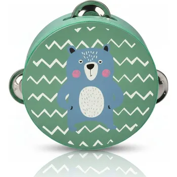 Hudební nástroj pro děti TAMBURYN TAMBURYNEK DREWNIANY Z MISIEM HUDEBNÍ HRAČKA HUDEBNÍ NÁSTROJ